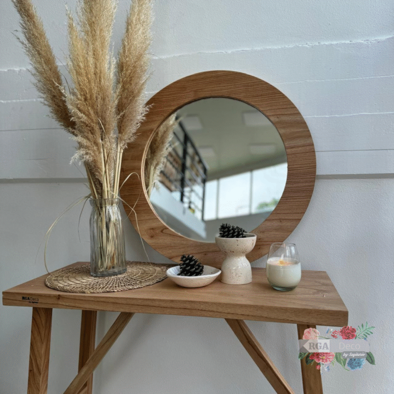 Espejo Circular Madera Paraíso Enchapado 70cm