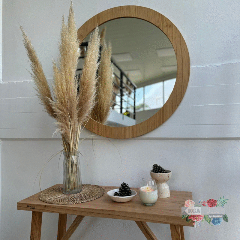 Espejo Circular Madera Paraíso Enchapado 90cm