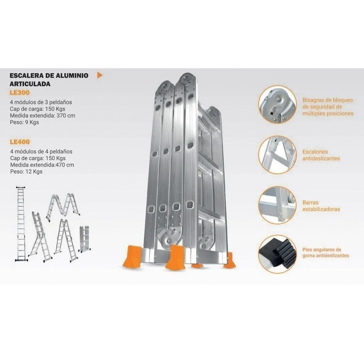 Escalera Plegable Articulada Aluminio 3x4 3.7 Mt Lusqtoff - Pinturerias  Sagitario