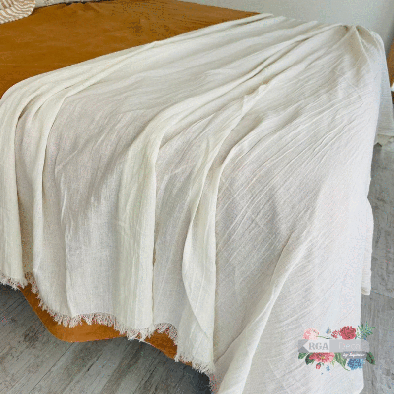 Pie De Cama Gasa Pañalera Blanco Crudo 270 x 150