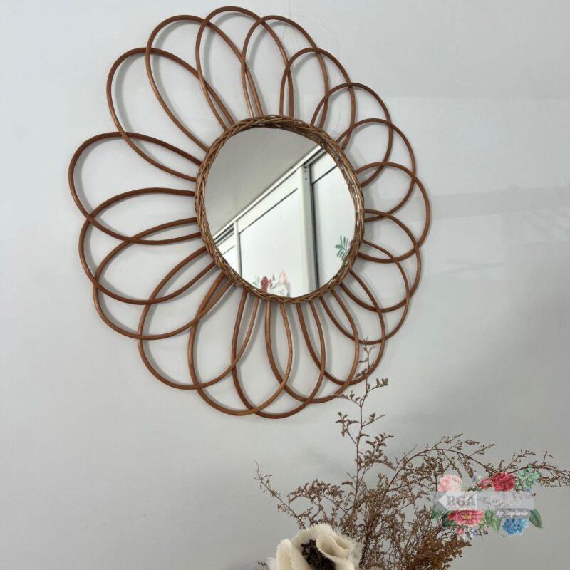 Espejo de mimbre Flor - 25cm