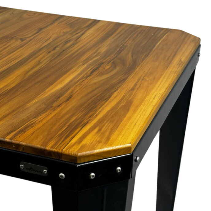 Mesa Runko Tromen 120 cm Negra Con Madera - Imagen 2