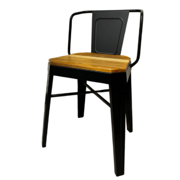 Silla Runko Tromen Negra Con Asiento de Madera