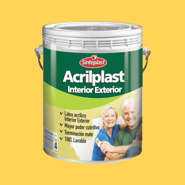 Acrilplast Amarillo 4 Litros Látex acrílico para interior y exterior Sinteplast