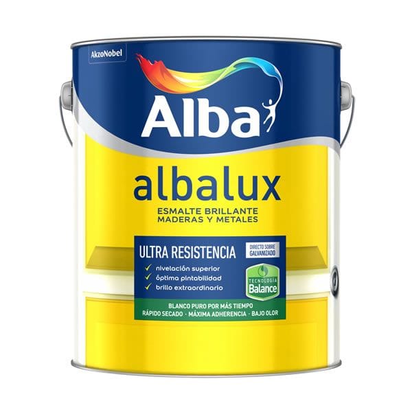 Esmalte al Agua Brillante Albalux Blanco 1/2 Litro