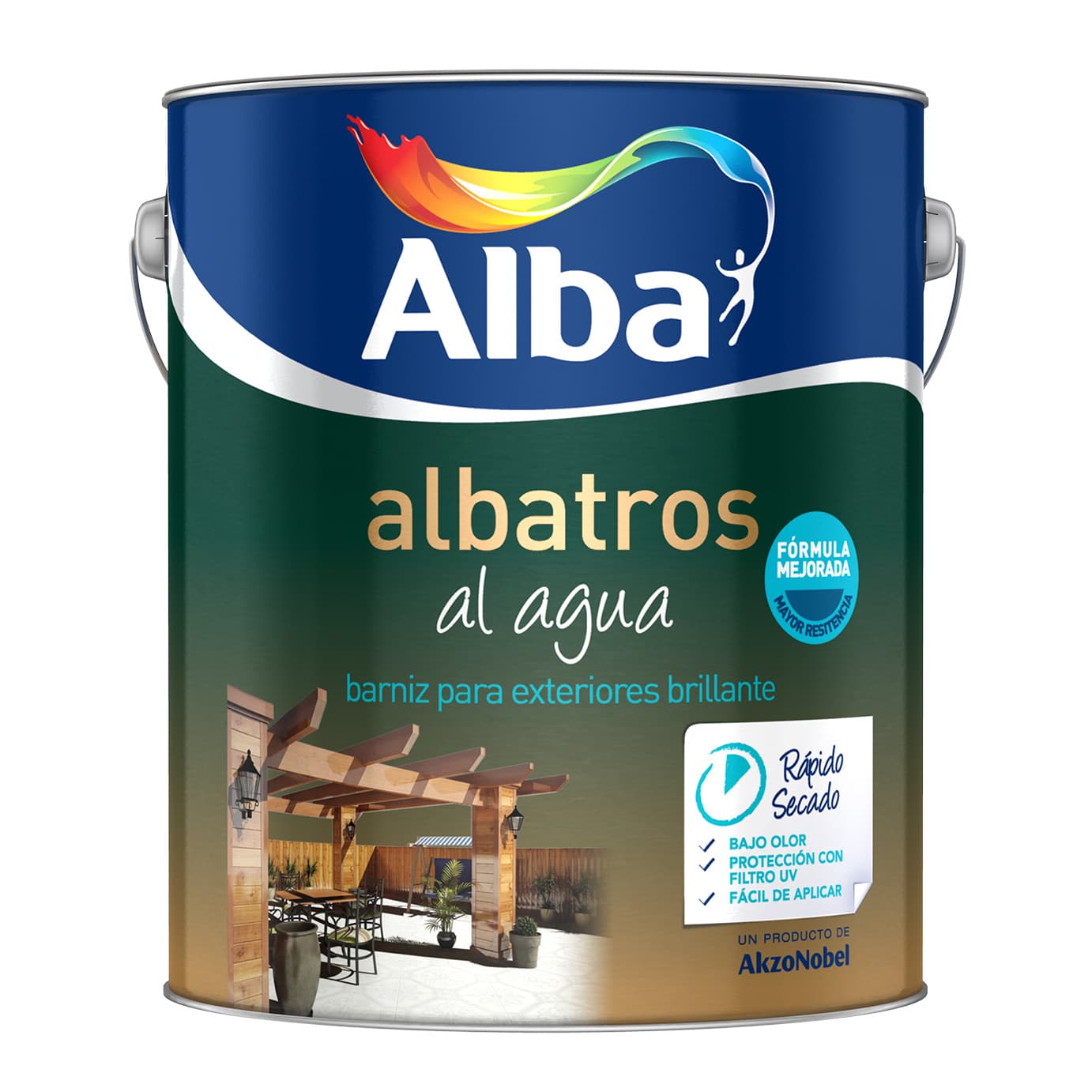 Barniz Sintético Brillante Albatros al Agua 4 Litros