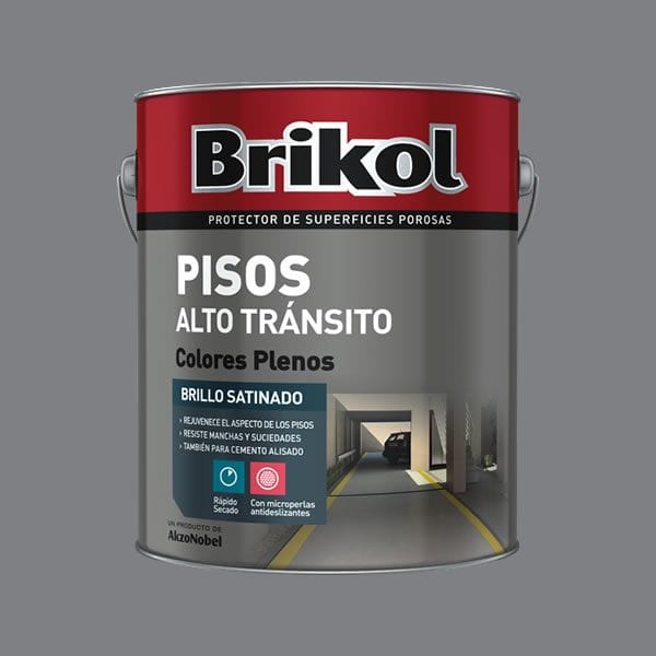 Brikol Pisos Alto Tránsito Gris 4 Litros