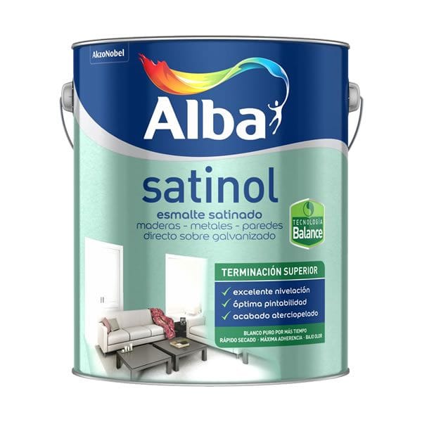 Esmalte al Agua Satinado Alba Satinol Blanco 20 Litros
