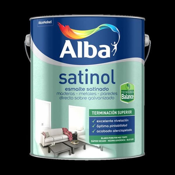 Esmalte al Agua Satinado Alba Satinol Negro 1/2 Litro