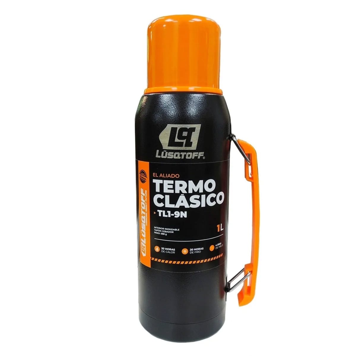 Termo Inoxidable Lusqtoff Negro 1 Litro Con Pico Cebador
