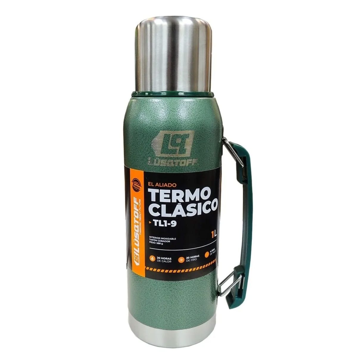 Termo Inoxidable Lusqtoff Verde 1 Litro Con Pico Cebador