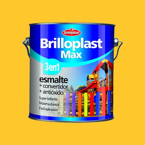 Brilloplast Amarillo Mediano 1/4 Litro Esmalte y Convertidor de Óxido Interior/Exterior Sinteplast