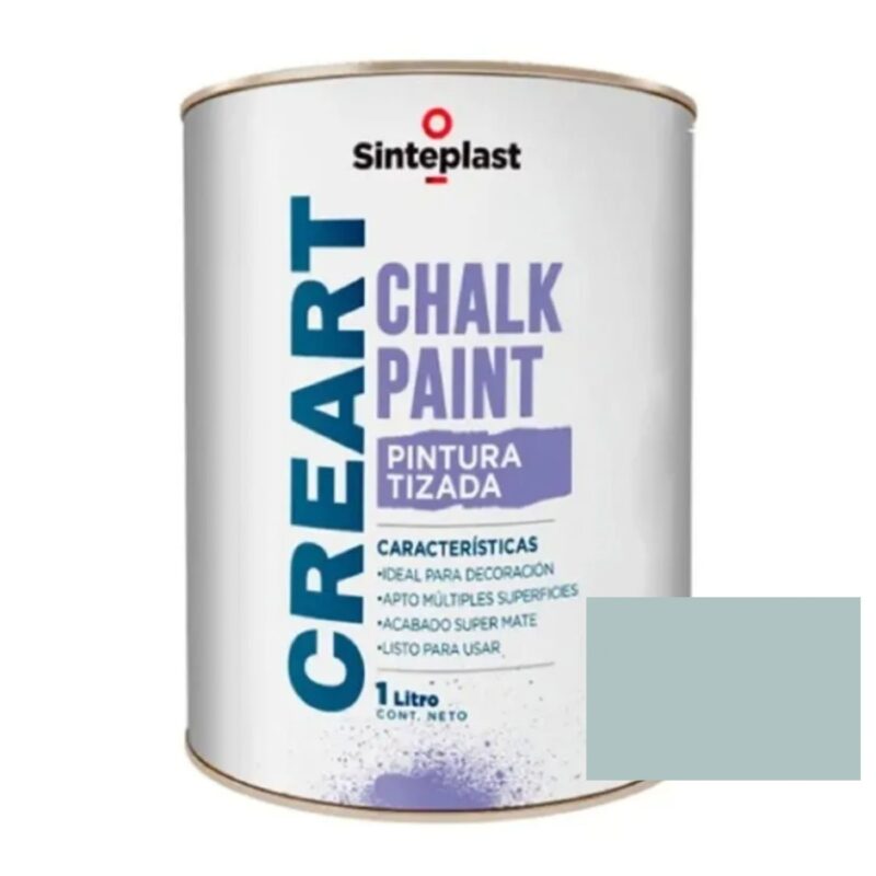 Creart Chalk Paint A La Tiza Pintura Tizada Sinteplast 1 Lt - Celeste Envejecido