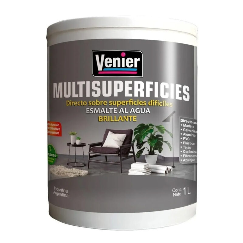 Venier Multisuperficies Brillante Al Agua 1 Lt - Blanco