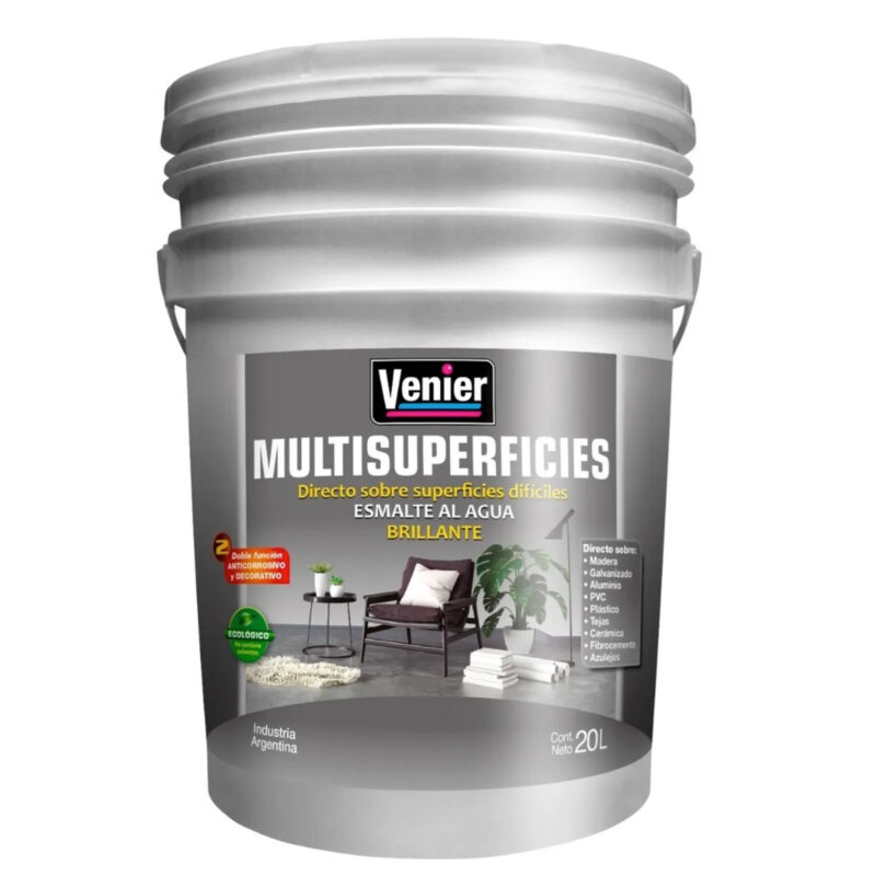 Venier Multisuperficies Brillante Al Agua 20 Lts - Blanco