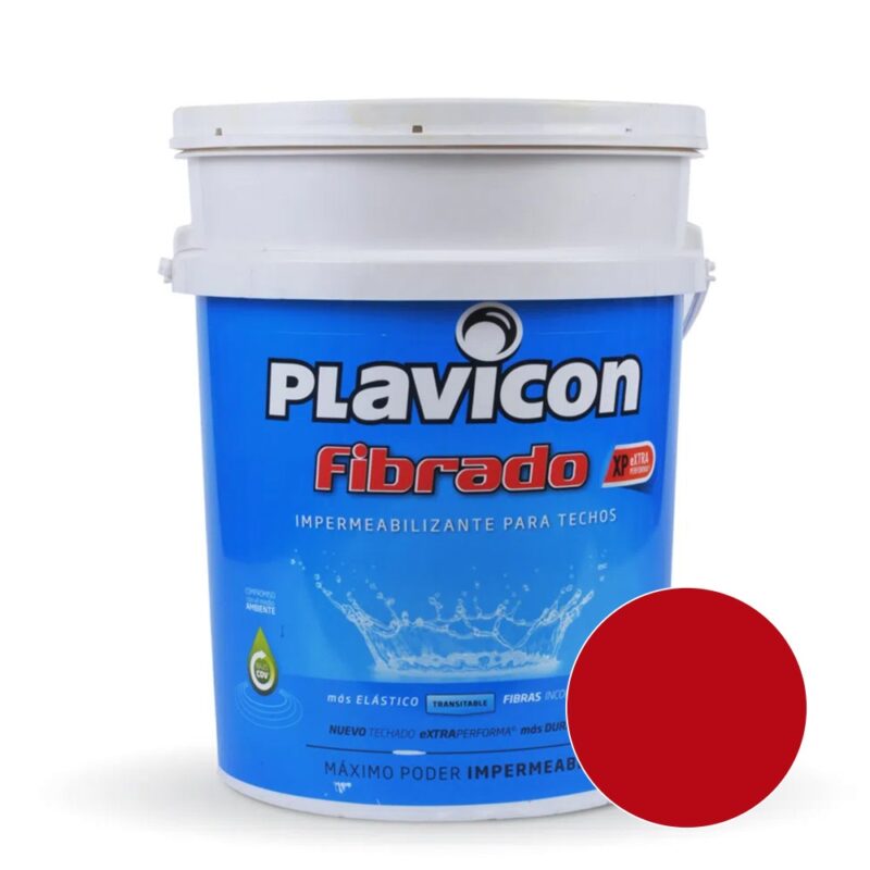 Plavicon Fibrado Impermeabilizante Para Techos 20kg - Rojo