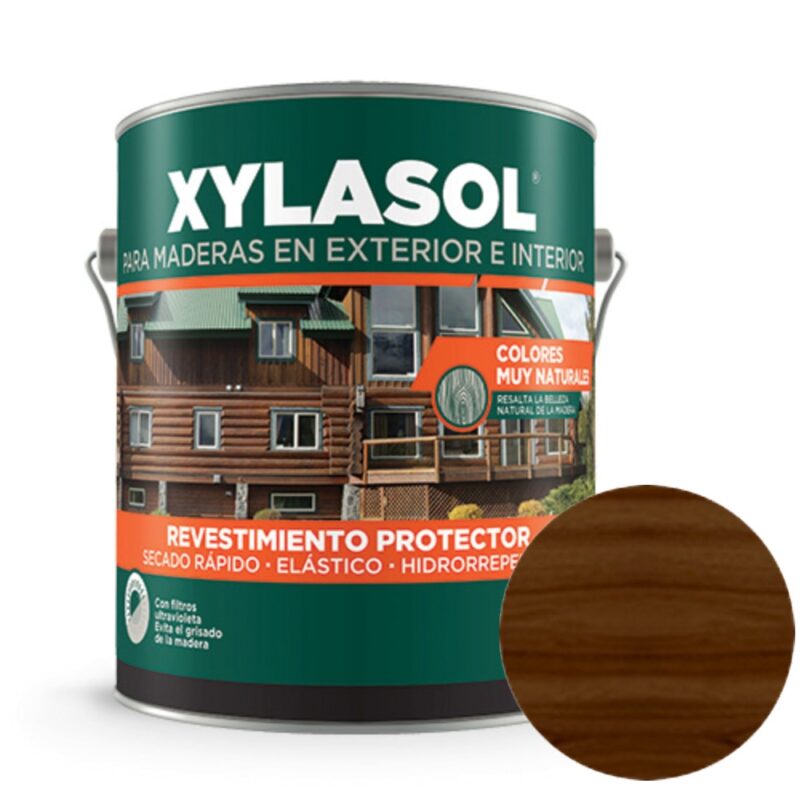 Revestimiento Protector de Madera Satinado Xylasol Hidrorrepelente 4 Litros - Caoba