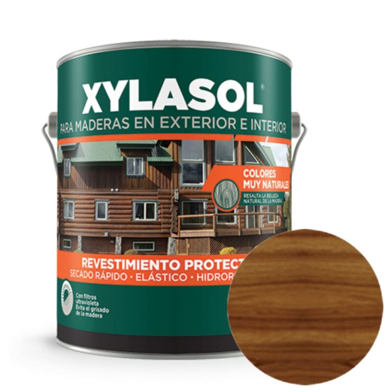 Revestimiento Protector de Madera Brillante Xylasol Hidrorrepelente 1 Litro - Roble Oscuro
