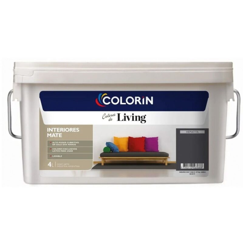 Colorin Living Pintura Latex Interior Colores 4 Lts - Hematita