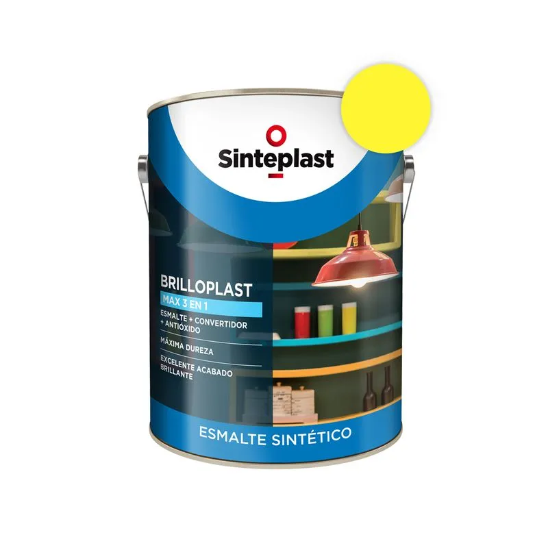 Brilloplast Amarillo Vial 4 Litros Esmalte y Convertidor de Óxido Interior/Exterior Sinteplast