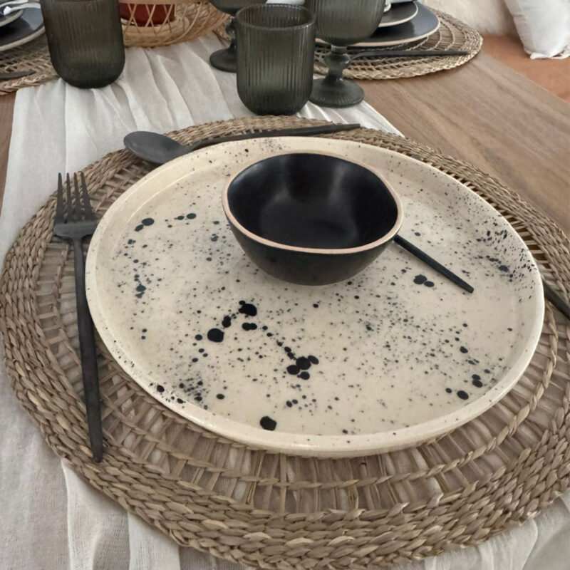 Plato Ceramica Con Borde Destello Negro
